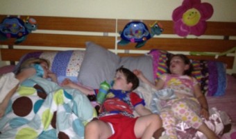 Wordless Wednesday: Three little monkeys sleeping on the bed