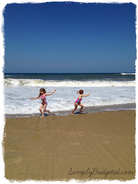 Sisters Running Away from a Wave - Outer Banks, NC - July 2013