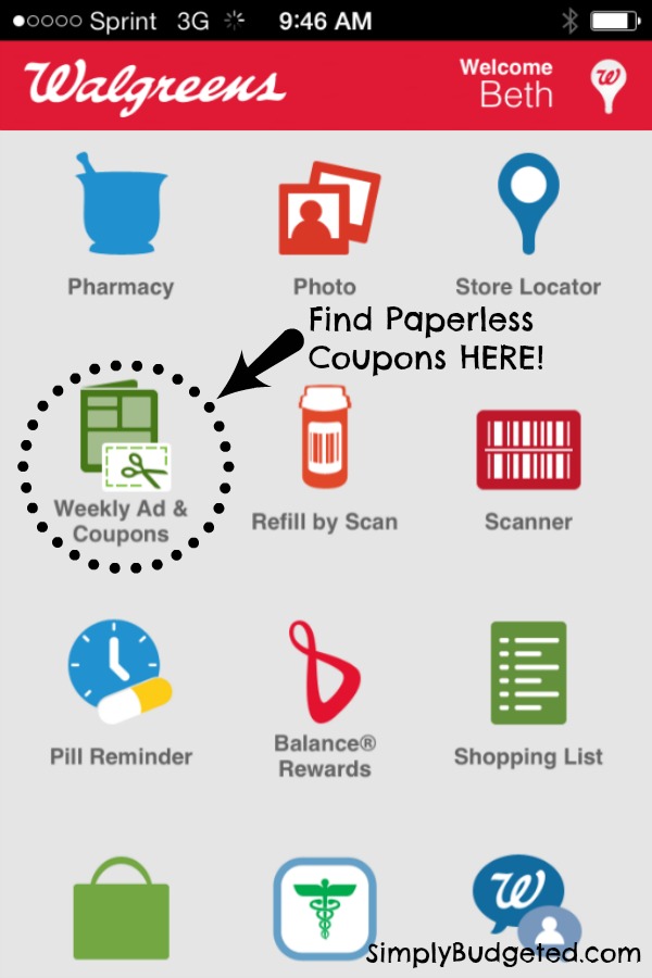 Where to find Paperless Coupons on Walgreens App